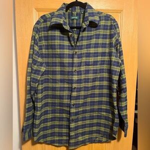 Orvis Luxury Flannel Cotton Plaid Long Sleeve Button Down Shirt